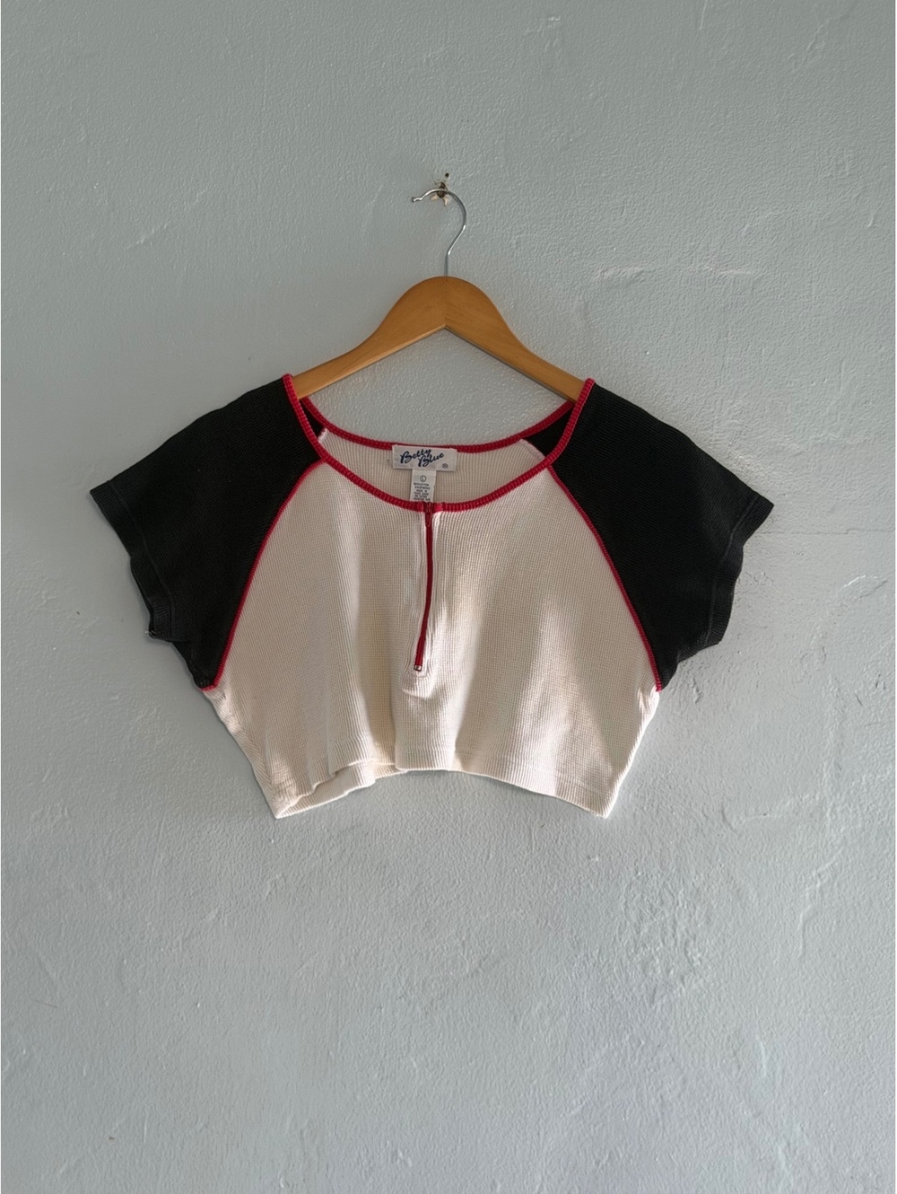 Betty Blue Colorblock Crop Top with Front Zip